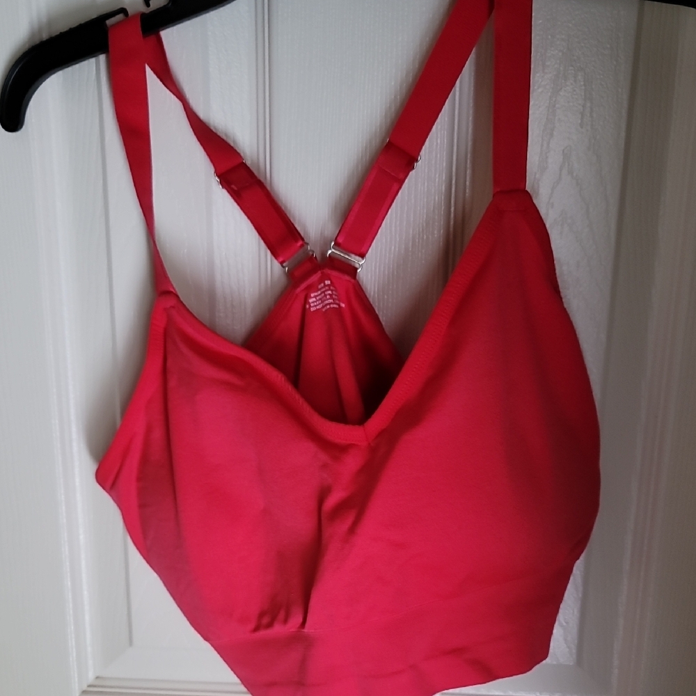 Cacique Hot Pink Wireless Bralette with Racerback Straps